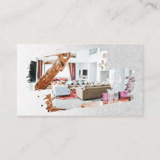 Moderne witte zilveren folie penseelstreek logo fo visitekaartje (Achterkant)