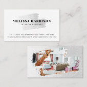 Moderne witte zilveren folie penseelstreek logo fo visitekaartje (Voorkant / Achterkant)