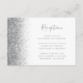 Moderne Witte Zilveren Glitter Huwelijksreceptie Informatiekaartje (Voorkant)