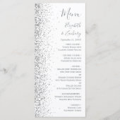 Moderne Witte Zilveren Glitter Rand Trouw Menu (Voorkant)
