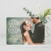 Moderne witte zirls | Aangepaste foto slaat de dat Save The Date (Staand voorkant)