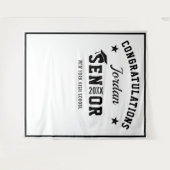 Moderne witte zwarte afstudeerfeest foto achtergro wandkleed (Voorkant (horizontaal))