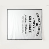 Moderne witte zwarte afstudeerfoto booth achtergro wandkleed (Voorkant (horizontaal))