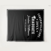 Moderne witte zwarte afstudeerfoto booth achtergro wandkleed (Voorkant (horizontaal))