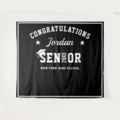 Moderne witte zwarte afstudeerfoto booth achtergro wandkleed (Voorkant (horizontaal))