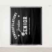 Moderne witte zwarte afstudeerfoto booth achtergro wandkleed (Voorkant)