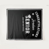 Moderne witte zwarte afstudeerfoto booth achtergro wandkleed (Voorkant (horizontaal))