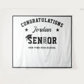 Moderne witte zwarte afstudeerfoto booth achtergro wandkleed (Voorkant (horizontaal))