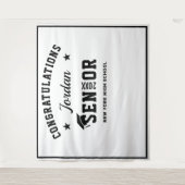 Moderne witte zwarte afstudeerfoto booth achtergro wandkleed (Voorkant)