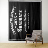Moderne witte zwarte afstudeerfoto prop achtergron wandkleed (In situ)