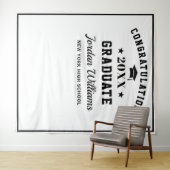 Moderne witte zwarte Afstuderen Foto Booth-achterg Wandkleed (In Situ (horizontaal))