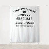 Moderne witte zwarte Afstuderen Foto Booth-achterg Wandkleed (Voorkant)