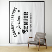 Moderne witte zwarte Afstuderen Foto Booth-achterg Wandkleed (In situ)