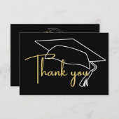 Moderne witte zwarte afstuderen Hartelijk dank voo Bedankkaart (Voorkant / Achterkant)