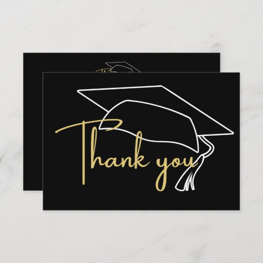 Moderne witte zwarte afstuderen Hartelijk dank voo Bedankkaart (Voorkant / Achterkant)