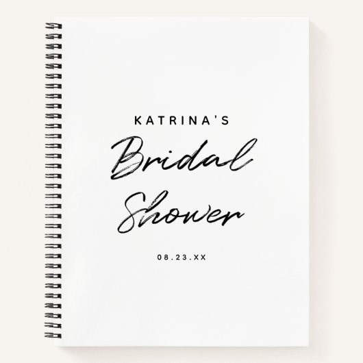 Moderne witte zwarte eenvoudige bruidsuitnodiging  notitieboek (Voorkant)