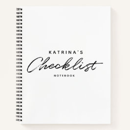 Moderne witte zwarte eenvoudige checklist notitieboek