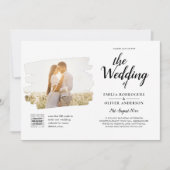 Moderne witte & zwarte FOTO trouwkaart QR Kaart (Voorkant)