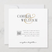 Moderne witte & zwarte FOTO trouwuitnodiging QR (Voorkant)