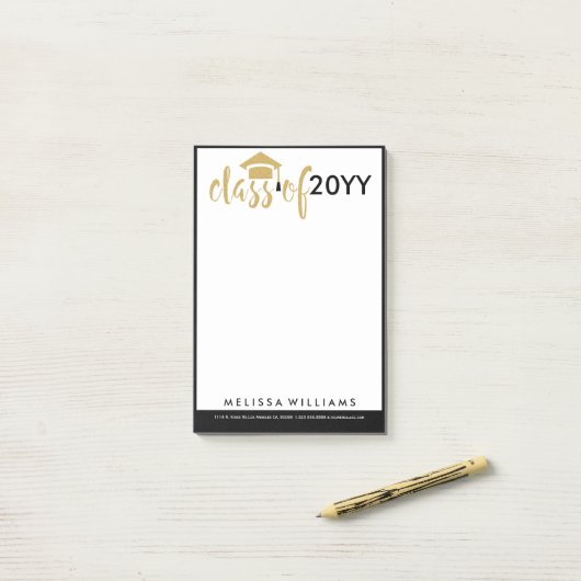 Moderne witte zwarte & goudglitterklasse van 2016 post-it® notes (Op bureau)