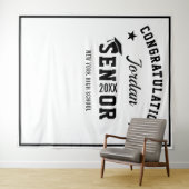 Moderne witte zwarte GraduPartij Fotoachtergrond Wandkleed (In Situ (horizontaal))