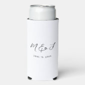 Moderne witte zwarte hand geletterde bruiloft seltzer blikjeskoeler (Seltzer Voorkant)