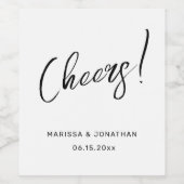 Moderne witte zwarte hand geletterde bruiloft wijn etiket (Enkel label)