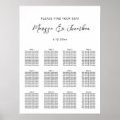 Moderne witte zwarte hand geletterde bruiloft zitp poster (Voorkant)