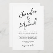 Moderne witte zwarte hand geletterde script bruilo kaart (Voorkant / Achterkant)