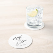 Moderne witte zwarte hand geletterde script bruilo ronde kartonnen onderzetter (Insitu)