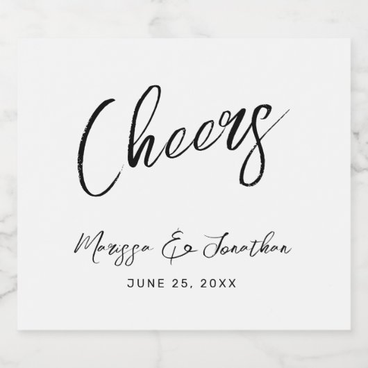 Moderne Witte Zwarte Hand Geletterde Trouwjuichen Sparkling Wijnetiket (Enkel label)