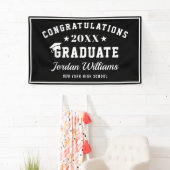 Moderne Witte Zwarte Klasse van 2024 Afstudeerfees Spandoek (Insitu)