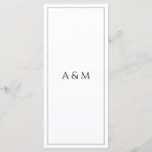 Moderne witte zwarte minimalistische bruiloft menu (Achterkant)