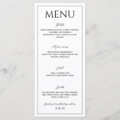 Moderne witte zwarte minimalistische bruiloft menu (Voorkant)