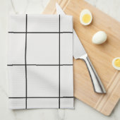 Moderne witte & zwarte oversized grid keukenhanddo theedoek (Quarter Fold)