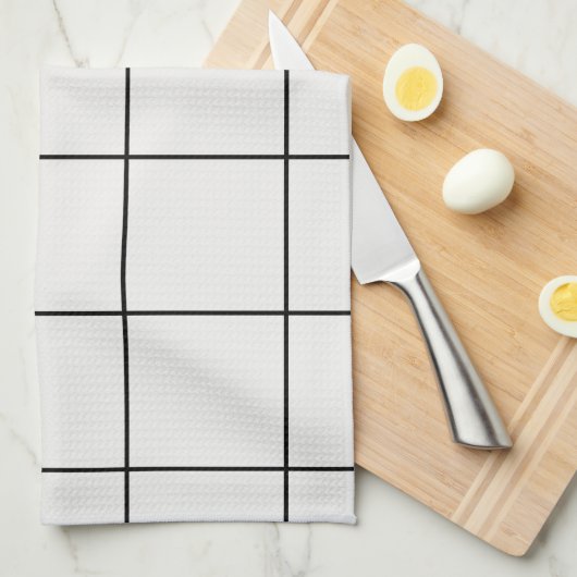Moderne witte & zwarte oversized grid keukenhanddo theedoek (Quarter Fold)