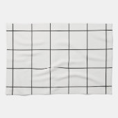 Moderne witte & zwarte oversized grid keukenhanddo theedoek (Horizontaal)