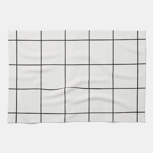 Moderne witte & zwarte oversized grid keukenhanddo theedoek (Horizontaal)