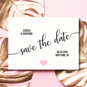 Moderne witte zwarte PINK Weddenschap BEWAART DE D Aankondigingskaart