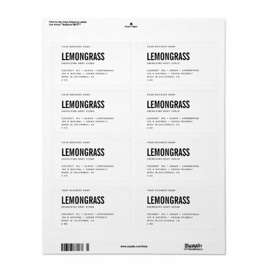 Moderne witte zwarte rommel waslabel etiket (Full Sheet)