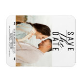 Moderne witte zwarte Save the Date trouwfoto Magneet (Horizontaal)