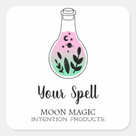 Moderne wittekoolvis en neonspell jar vierkante sticker