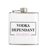 Moderne wodka afhankelijk vrouw roze grappig citaa heupfles (Voorkant)