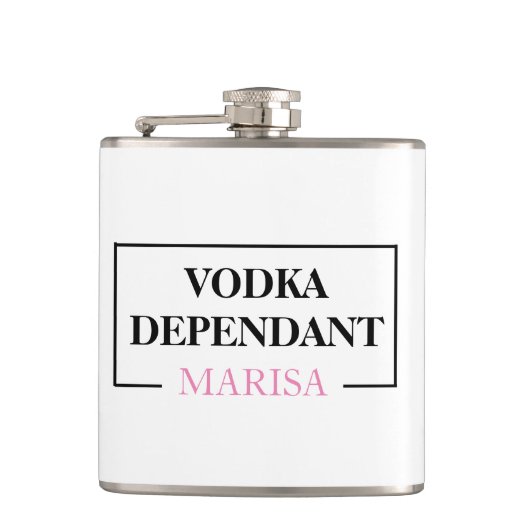 Moderne wodka afhankelijk vrouw roze grappig citaa heupfles (Voorkant)