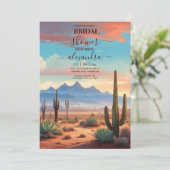 Moderne woestijn cactus landschap bruiloft kaart (Staand voorkant)