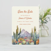 Moderne woestijncactus slaat de datum op kaart (Staand voorkant)