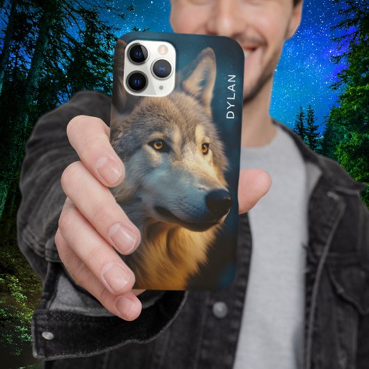 Moderne Wolf Close-up gepersonaliseerd Case-Mate iPhone Case