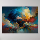 Moderne wolken Abstracte kunst Rode Blauwe Krachti Poster (Voorkant)