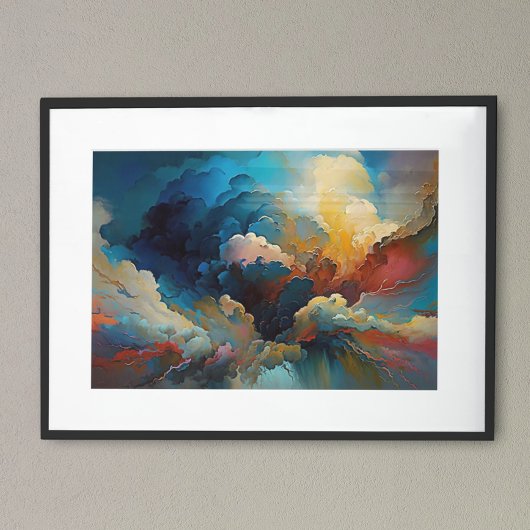Moderne wolken Abstracte kunst Rode Blauwe Krachti Poster