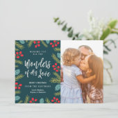 Moderne Wonders of Zijne Liefde Berries Foto Feestdagenkaart (Staand voorkant)